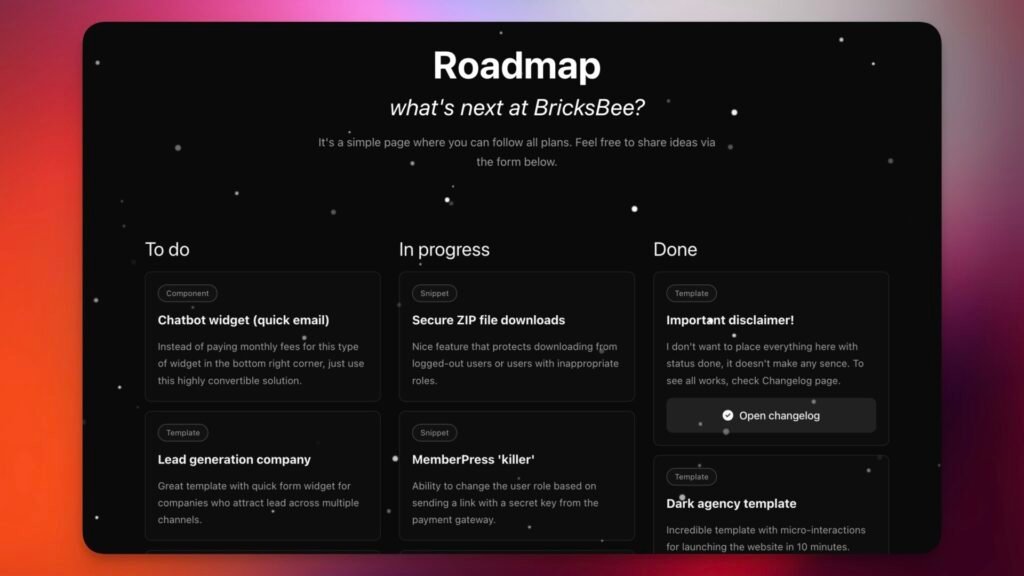 Roadmap Template for Bricks Builder | BricksBee