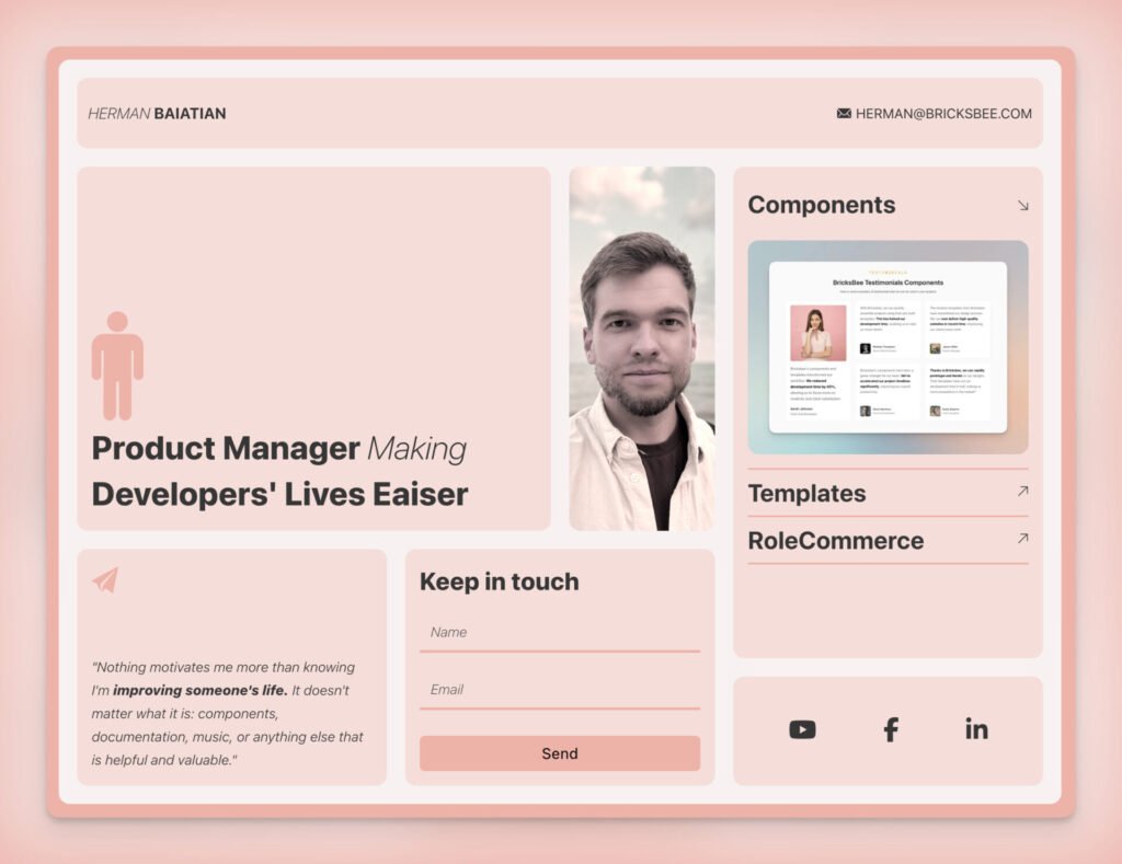 full preview of bento style template for Bricks builder