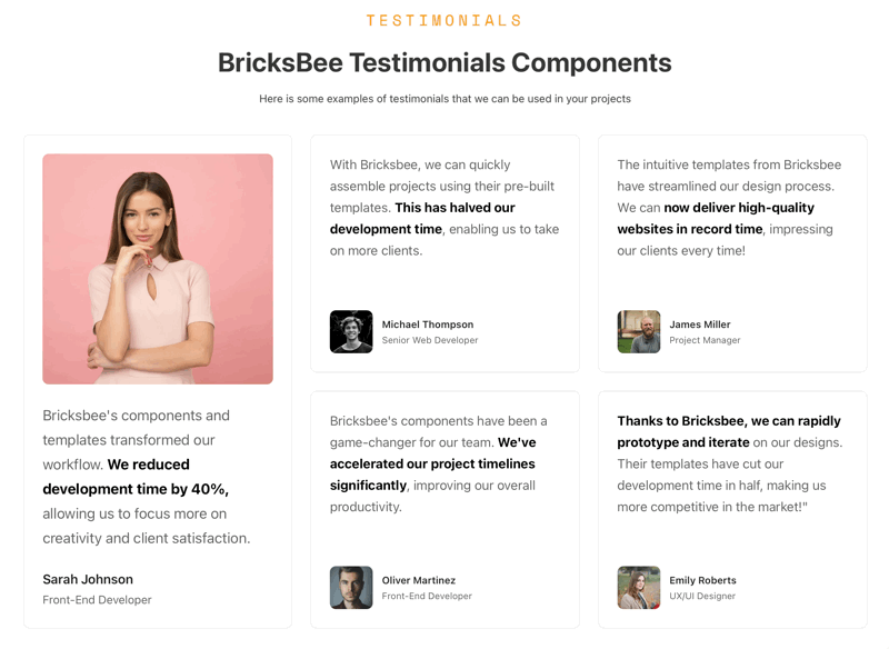 testimonials Bricksbee grid