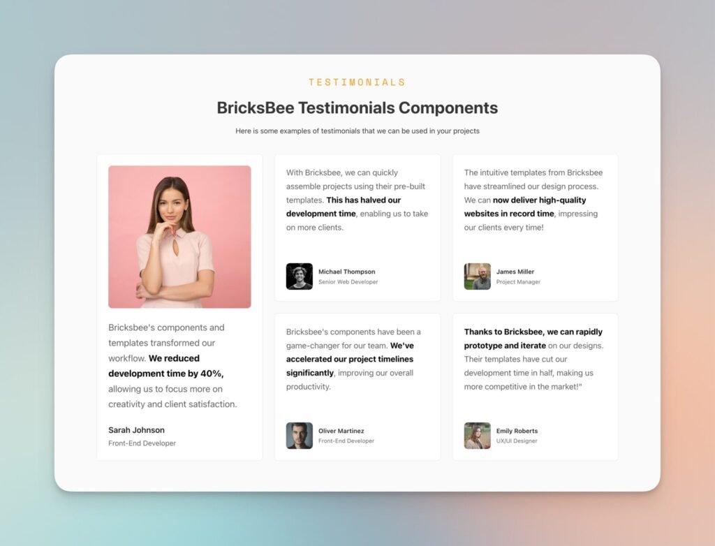 testimonials Bricksbee grid